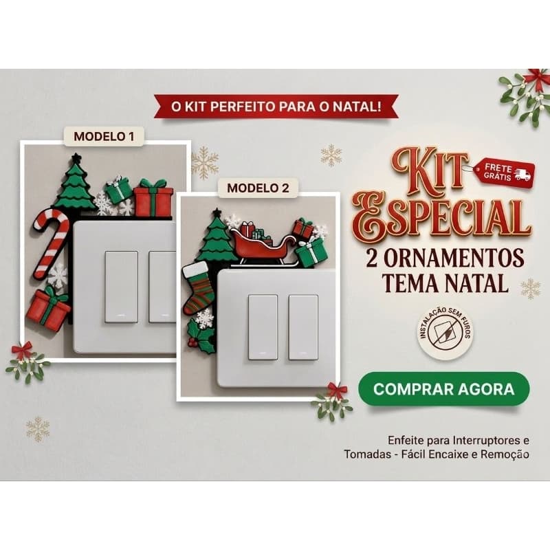 Moldura Decorativa Natalina para Interruptor e Espelho de Tomada | Enfeite de Natal de Canto
