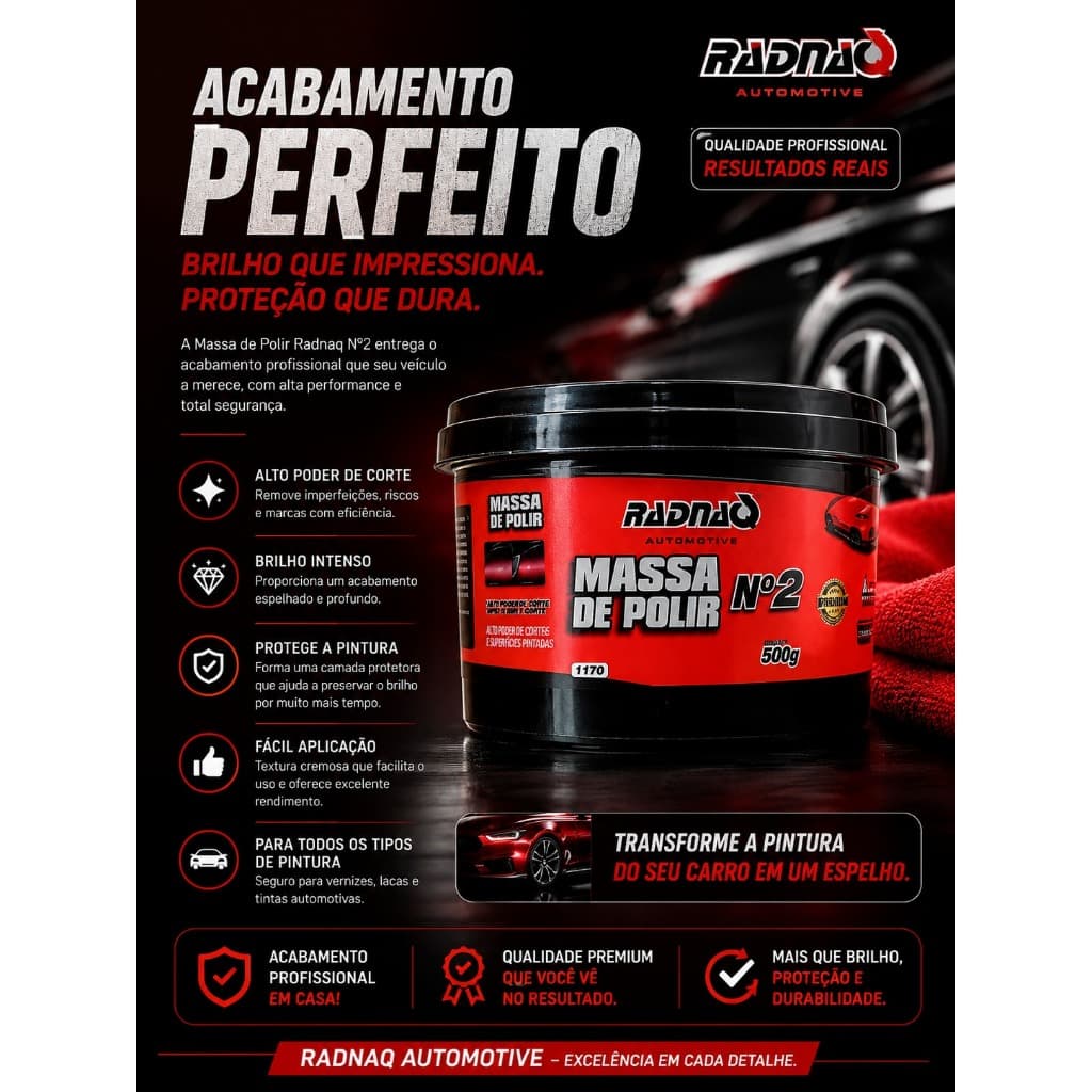 Massa de Polir Nº2 Radnaq 500g