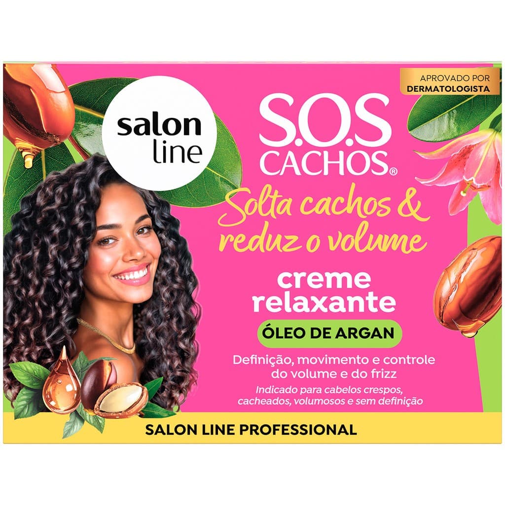 Creme Relaxante Solta Cachos Óleo de Argan Salon Line – Relaxamento, Definição e Redução do Frizz