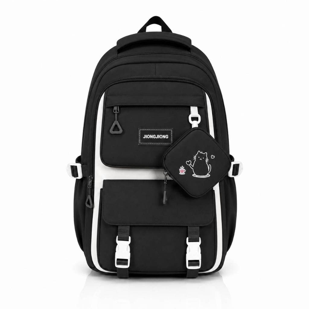 Mochila Escolar Feminina Kawaii Grande Capacidade Com Bolsinha Fofa Multicompartimentos Para Escola Faculdade