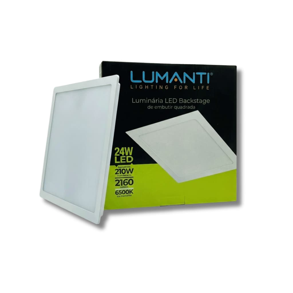 Luminaria Led Embutir Quadrada 24w 1800lm Lumanti 30x30 Forro Gesso