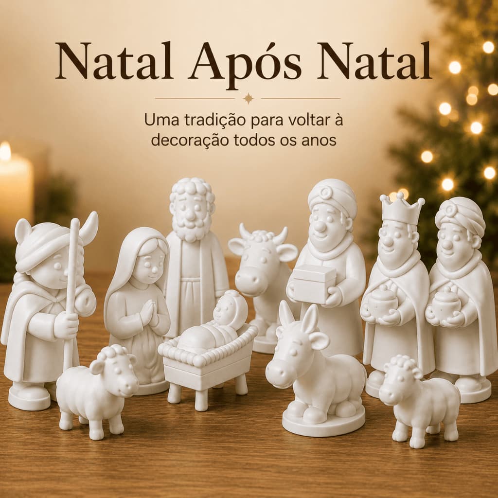 Presépio de Natal 13 Peças Nascimento de Jesus Sagrada Família Decoração Natalina