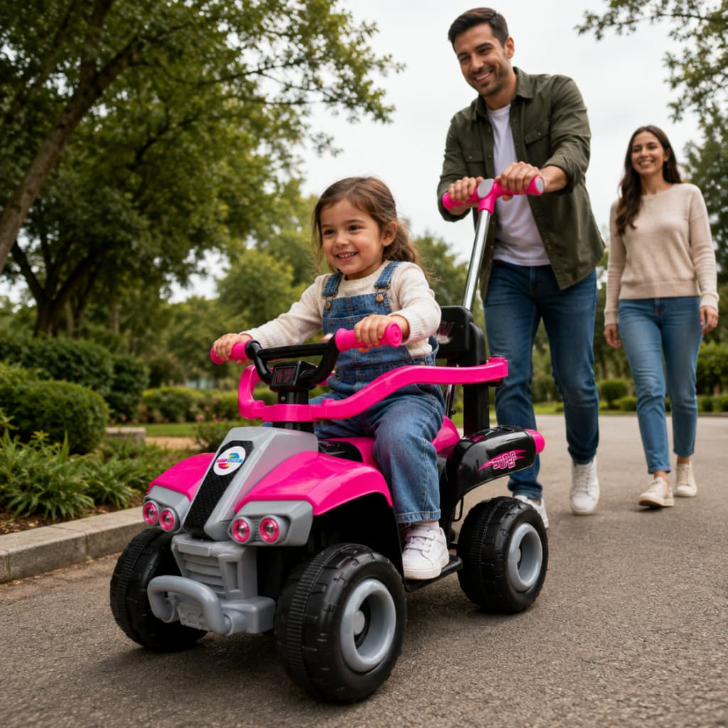 Quadriciclo Elétrico 6V Mini Carrinho De Brinquedo ROSA Para Crianças Com Música E Luz - Unitoys