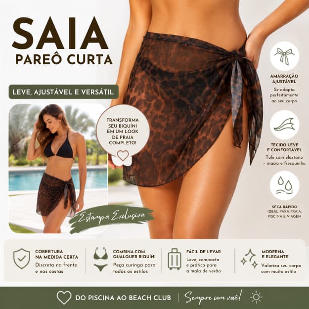 Saída de praia chique saia  tule Pareô Curto Piscina Verão