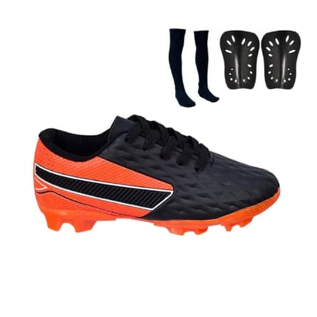 Chuteira Infantil Futebol Campo Impactor Novidade Uzze Sport + Meião + Caneleira