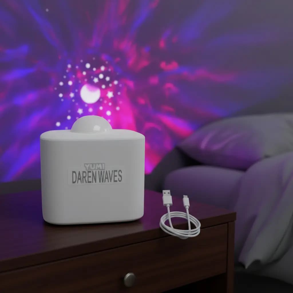 Projetor Galáxia LED Luz Noturna Céu Estrelado e Ondas Luminária Quarto Bebê USB Noite Estrelada