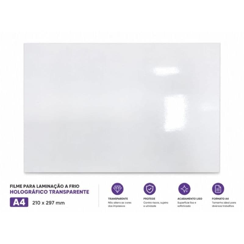 laminação a frio holográfico transparente 10 folhas