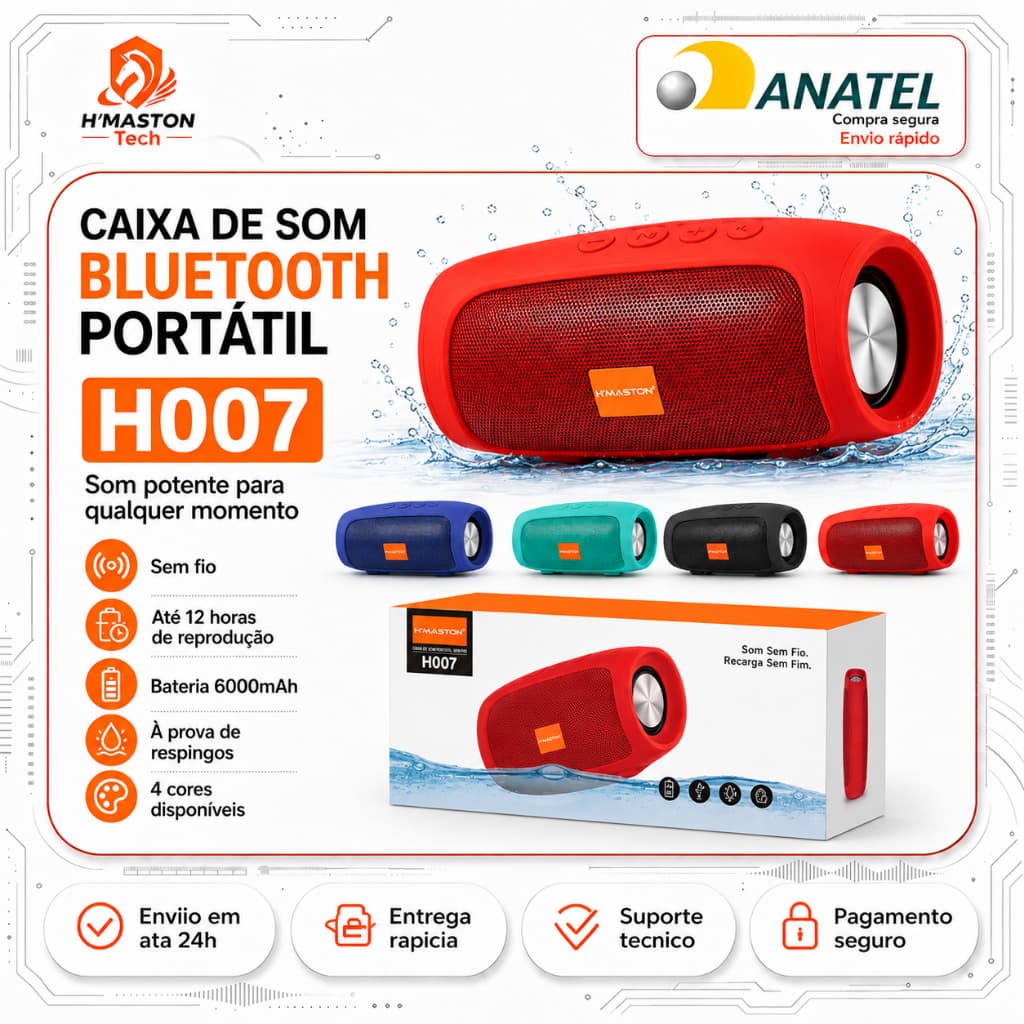 H'Maston H007 Caixinha De Som Bluetooth Caixa De Som Bluetooth Portátil Caixa Som Caixa Bluetooth Caixa De Som Pequena