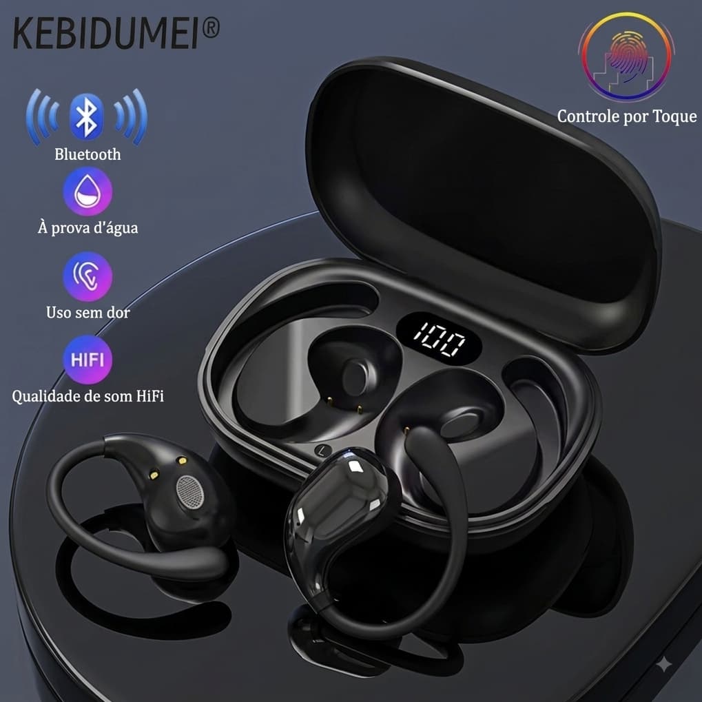 Fones De Ouvido Q7 TWS Sem Fio Bluetooth 5.4 Orelha Gancho Alta Fidelidade Estéreo À Prova D'Água Display LED