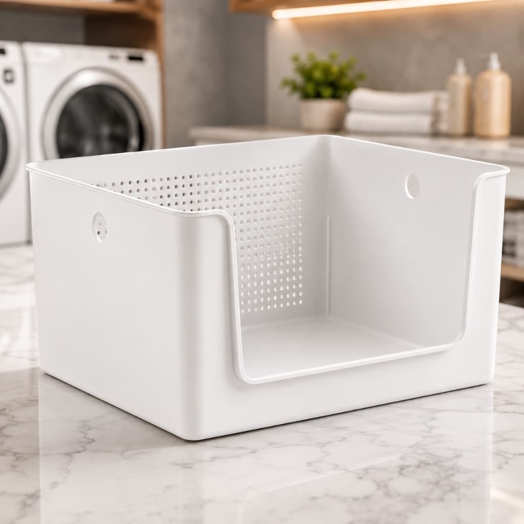 Cesto Organizador 16L Multiuso para Banheiro Lavanderia Cozinha Closet Branco ou Preto