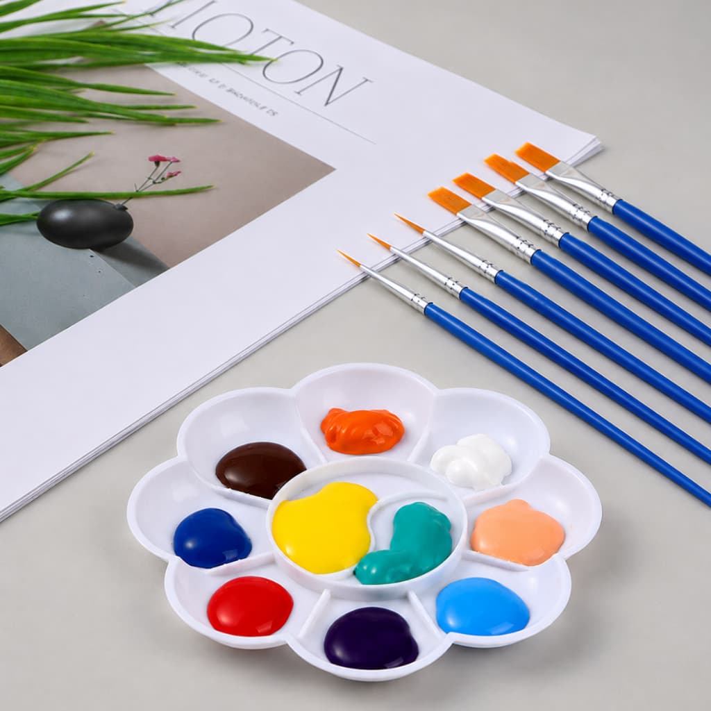 Kit 20 Pincéis de Nylon para Pintura + Bandeja Godê Plástica | Pincéis Pontas Finas e Chatas