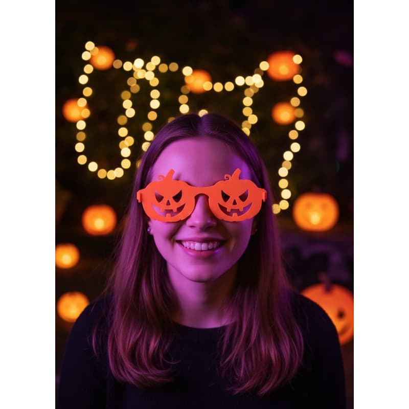 Óculos Temáticos de Abóbora Laranja Vibrante para Fantasias e Festas de Halloween
