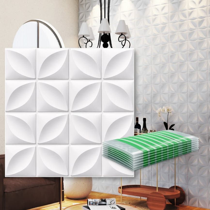 Kit 30 Placas 3D PVC 50x50cm Revestimento de Parede