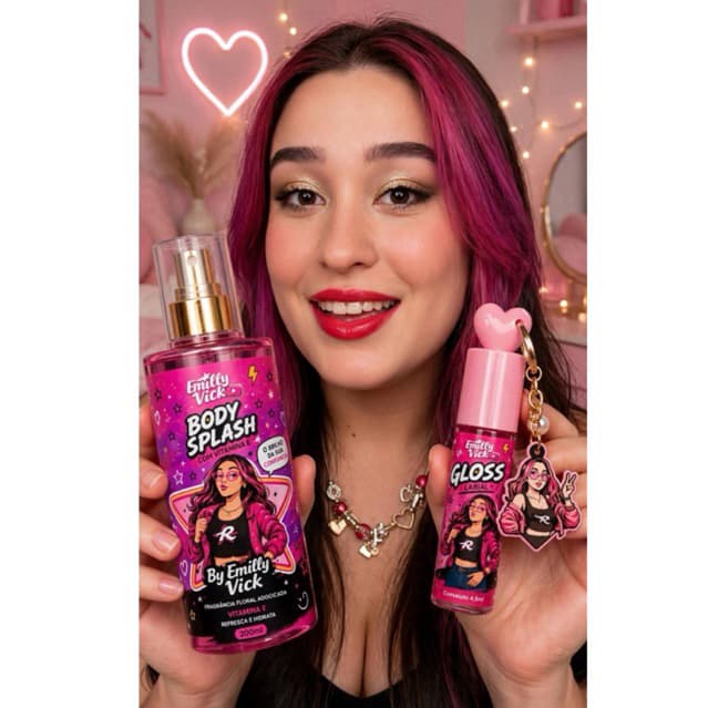 Kit Presente Emilly Vick  Body Splash Floral Adocicada 200ml + Gloss Labial Brilho Intenso