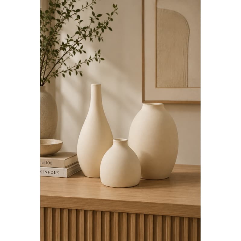 Conjunto de Vasos Decorativos Modernos em Cerâmica | Kit Trio de Vasos | Trio Enfeite Decorativo
