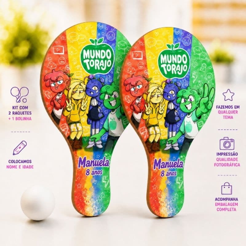 Lembrancinha Mundo Torajo Ping Pong Personalizados Festa Infantil Aniversário