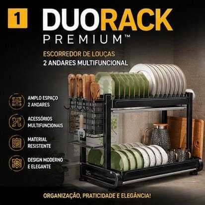Escorredor Louças 2 Andares Preto Fosco Multiuso Bancada Cozinha Organizador