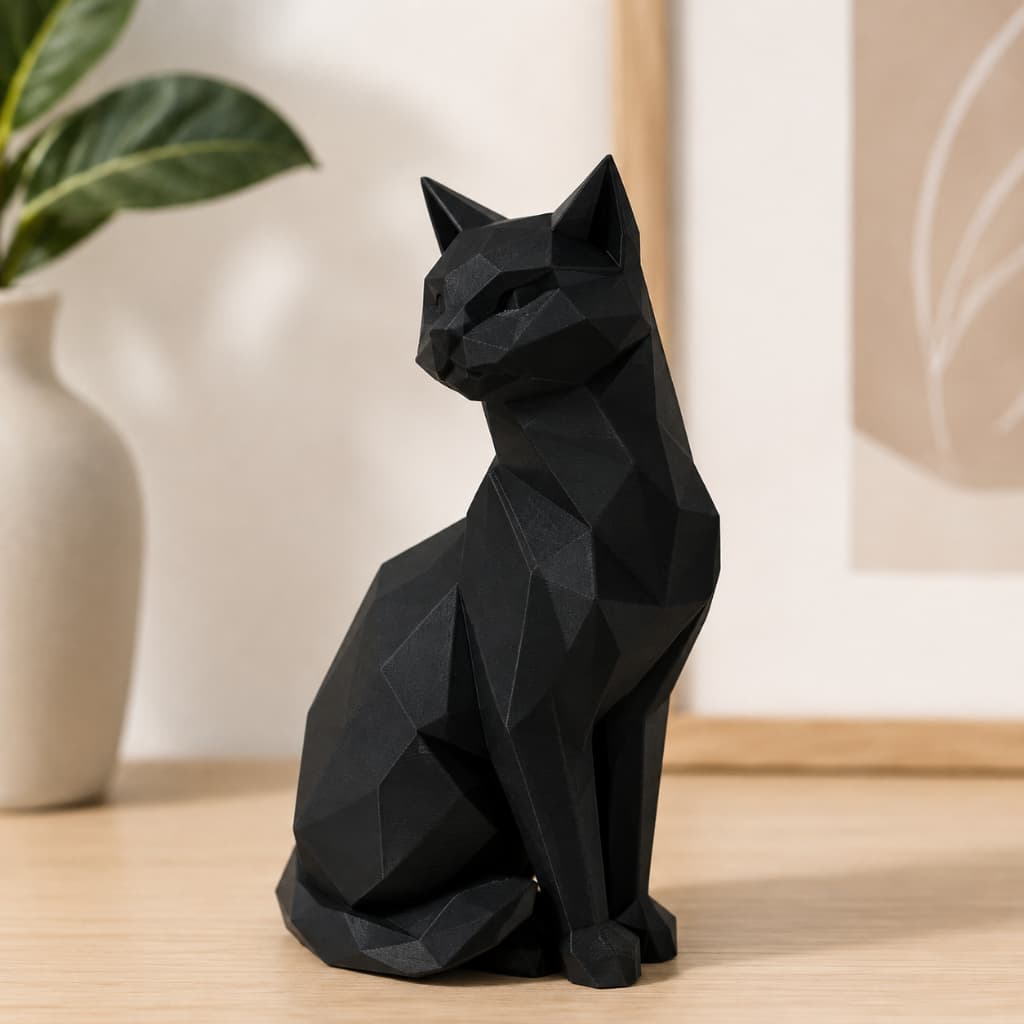 Gato Geométrico Sentado Estátua Decorativa Animal Minimalista para Casa Mesa Sala Elegante