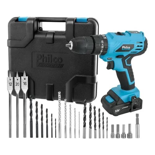 Parafusadeira Philco Force 3 em 1 PPF120MF com Maleta de Acessórios 1500RPM Bivolt