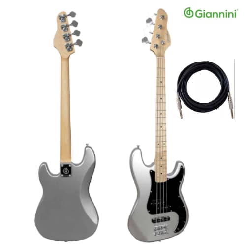 Contra-baixo elétrico 4 cordas Giannini GP-100 Silver com escudo Black (SV/BK)