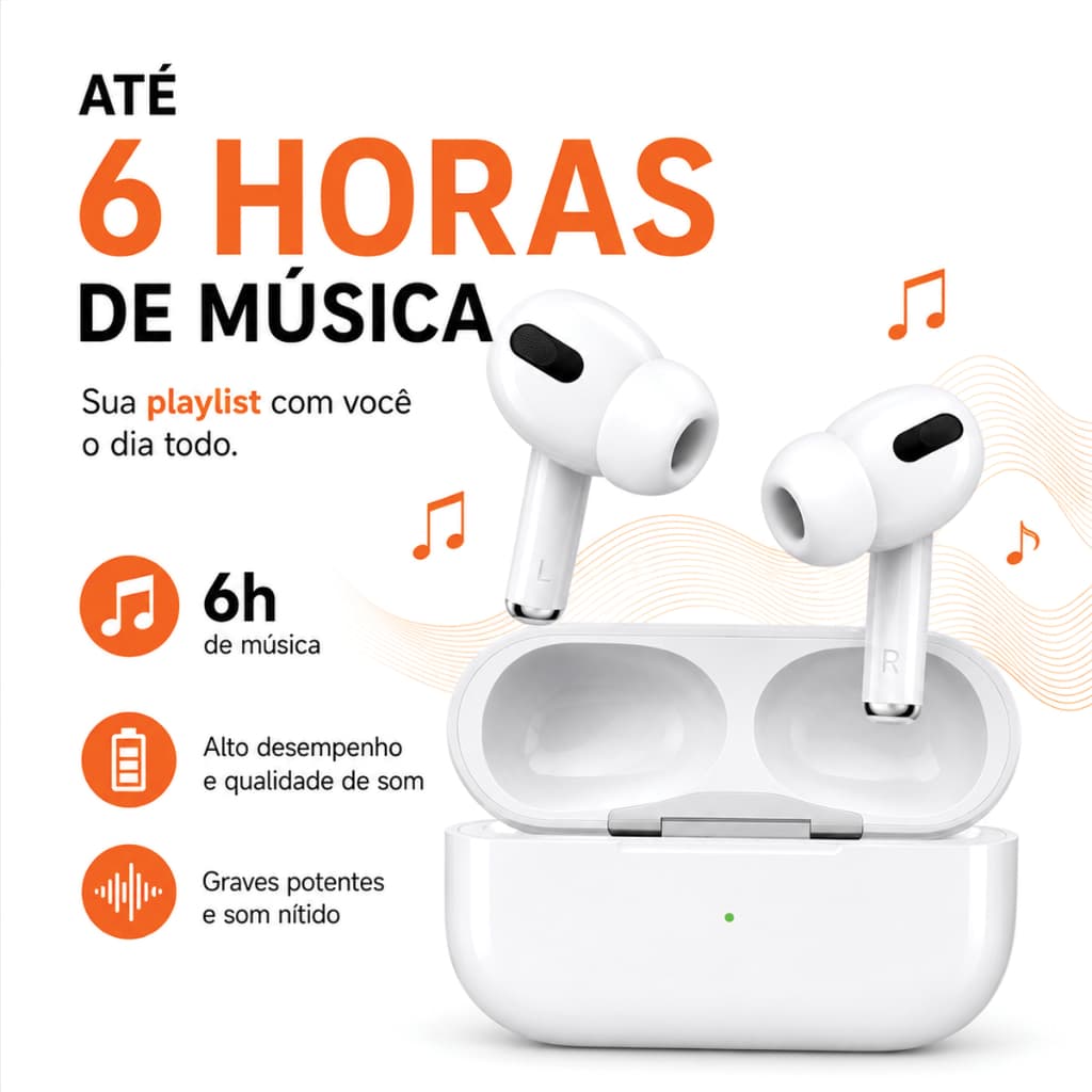 Fone Bluetooth TWS A'GOLD 5.3 6H Bateria ANATEL Redução Ruído Sem Fio Intra Auricular