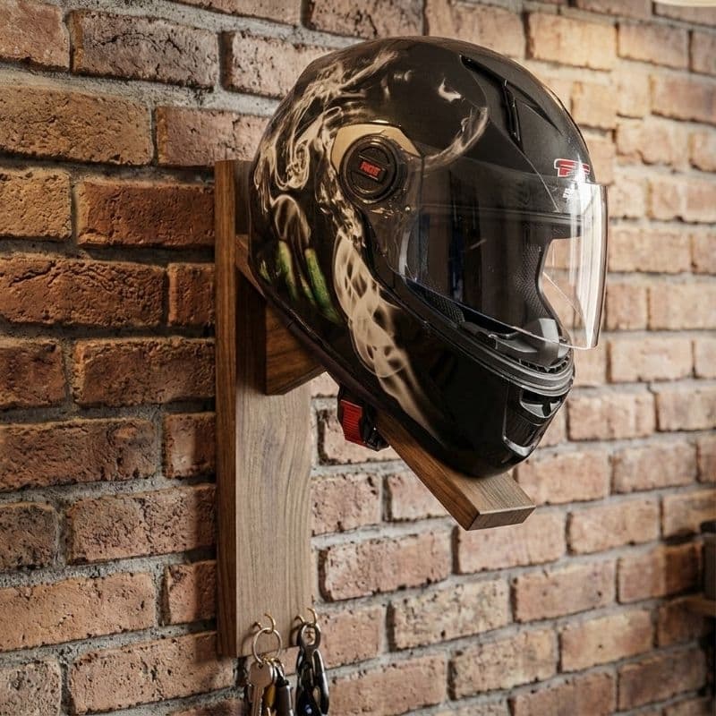 Suporte para Capacete em Madeira | Organizador Capacete