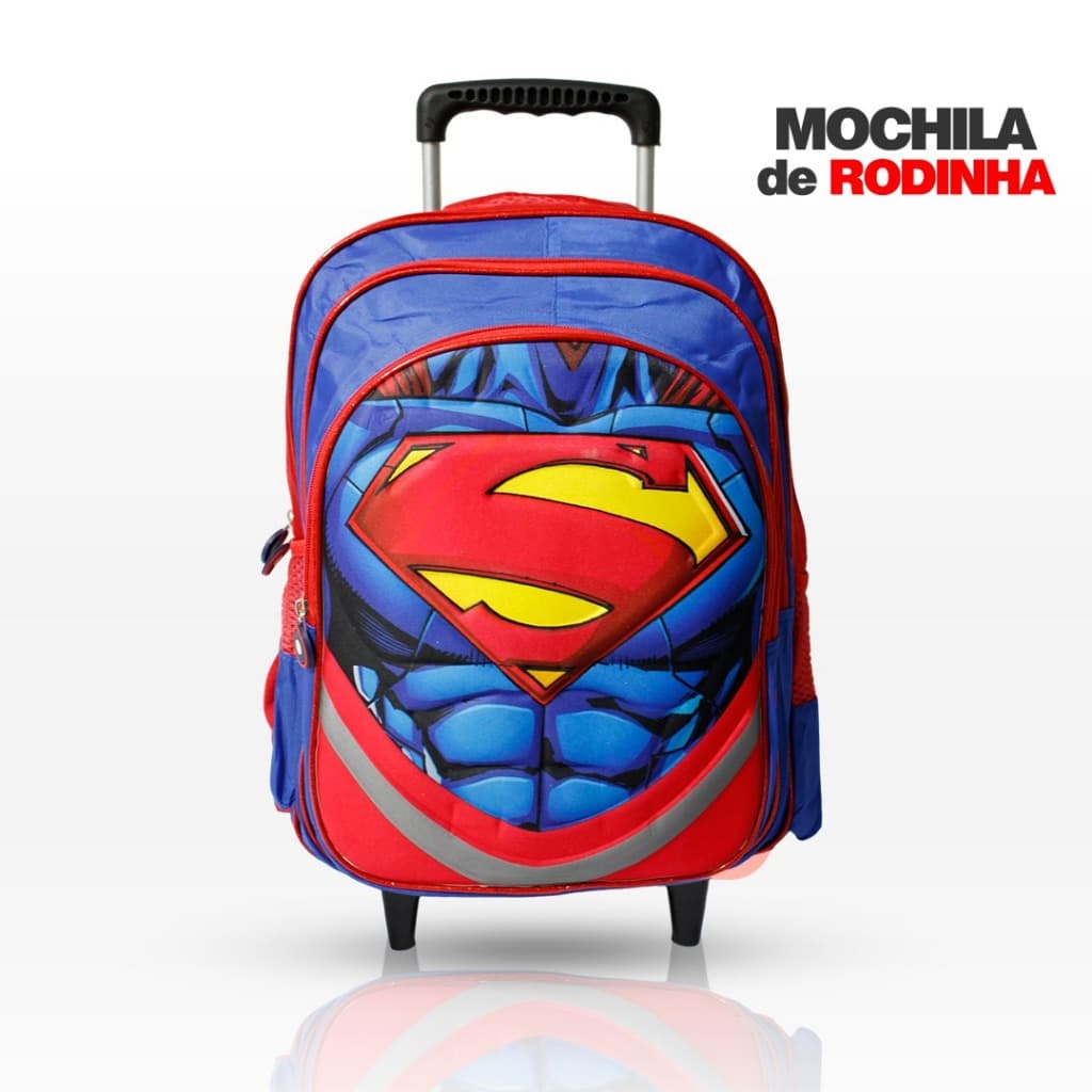 Mochila Escolar 3D Com Rodinhas Homem Aranha -Super Mam Capitão America-Homem de Ferro
