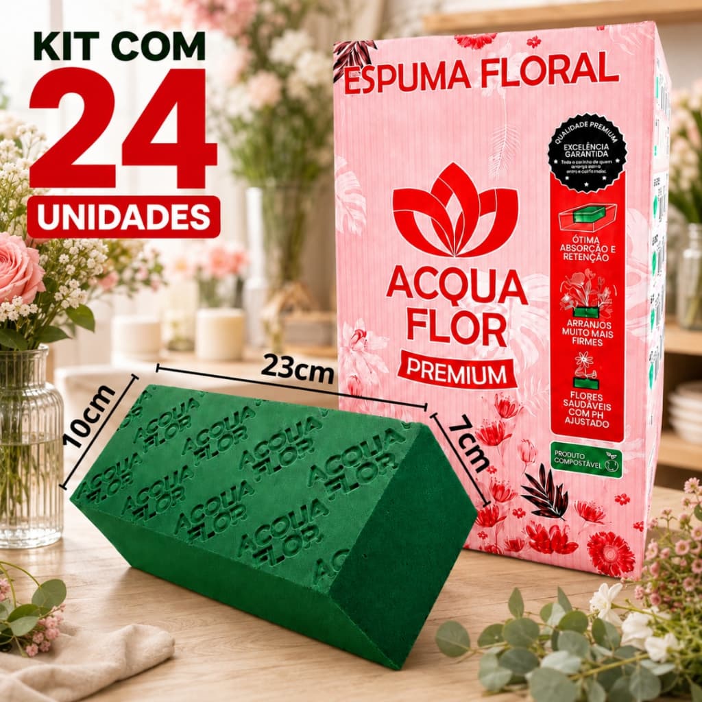 Esponja Floral Para Arranjo De Flores 24 Unidades Espuma Floral Tijolinho