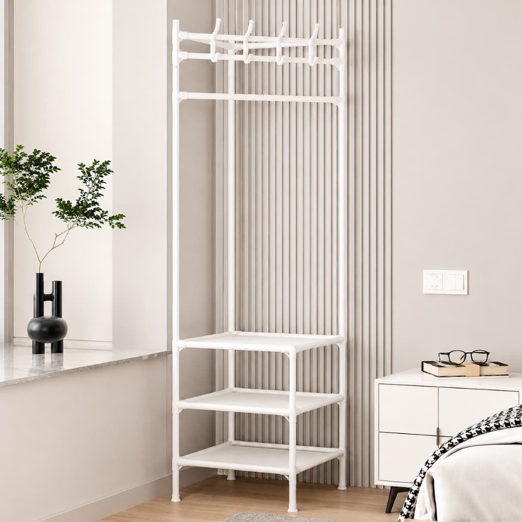 Arara Cabideiro Com Prateleira Sapateira Rack Quarto Loja
