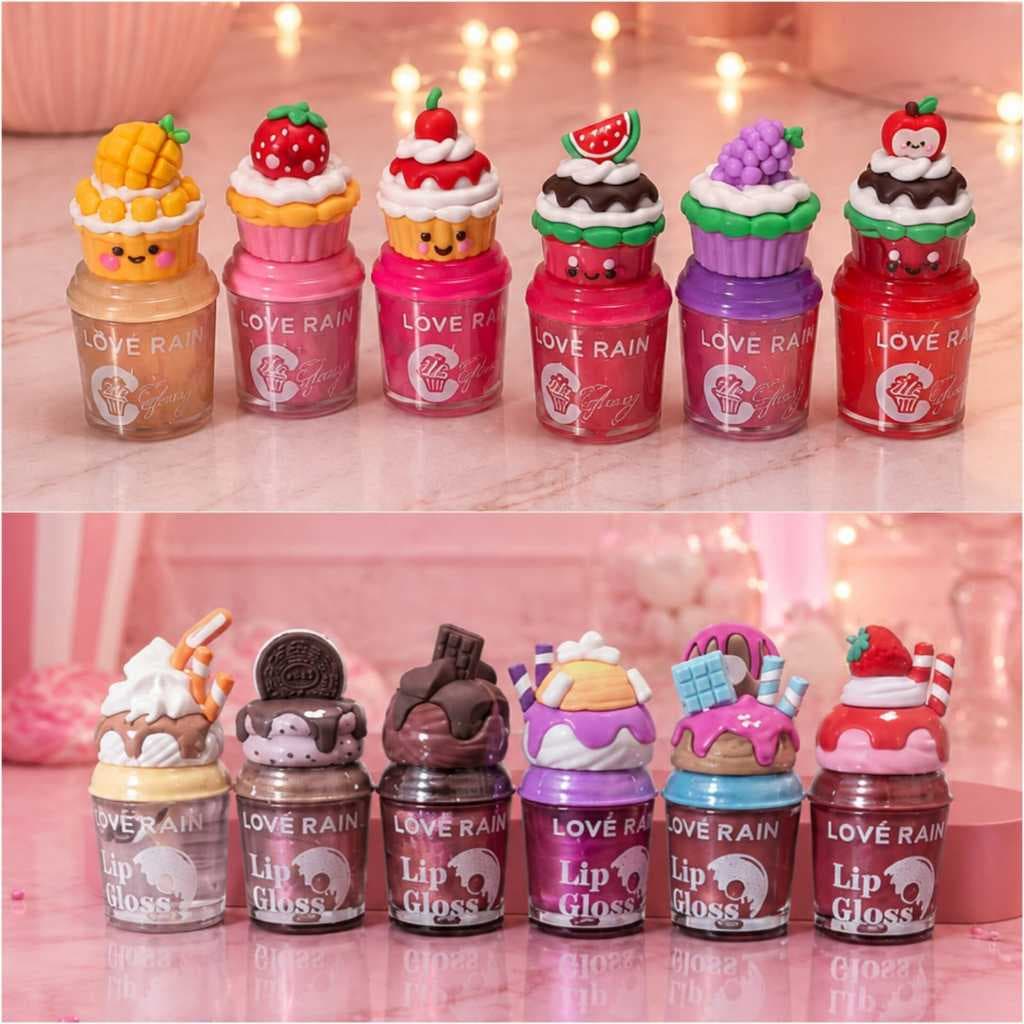 Lip Gloss Docinhos Frutas e Docinhos sabor Chocolate Novas Cores Abacaxi Morango Cereja Melancia Uva Maça