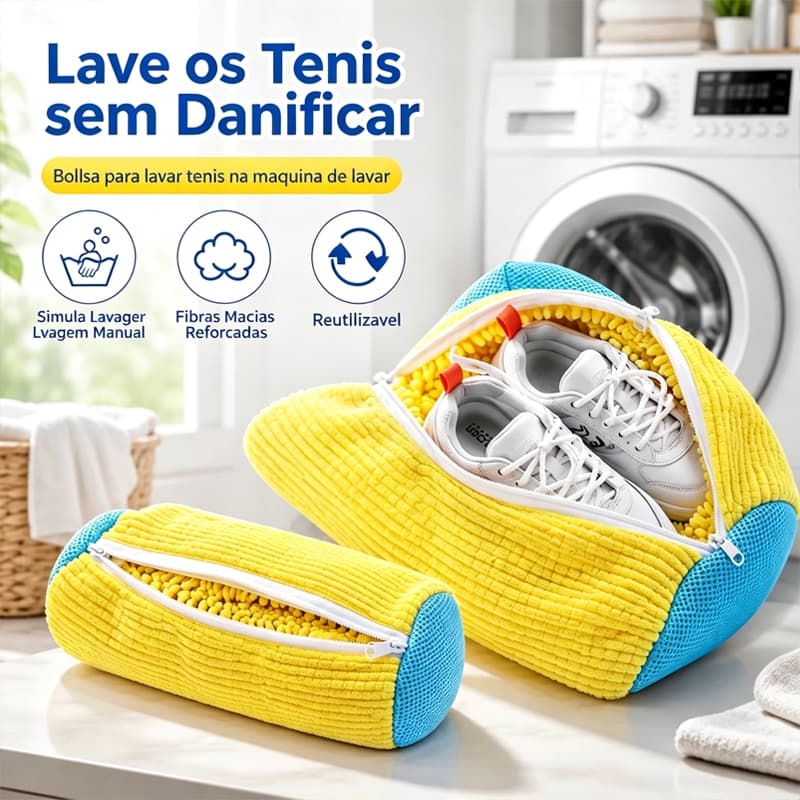 Kit 2 Sacos lavar Tenis Sapato Máquina Lavar roupas Protege não danifica Lavagem Segura Lavanderia 3 cores para escolha