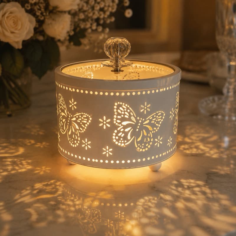 Caixa Decorativa Metal Branco com Tampa de Vidro | Porta-Doces, Joias e Lembrancinhas para Mesa e Eventos.