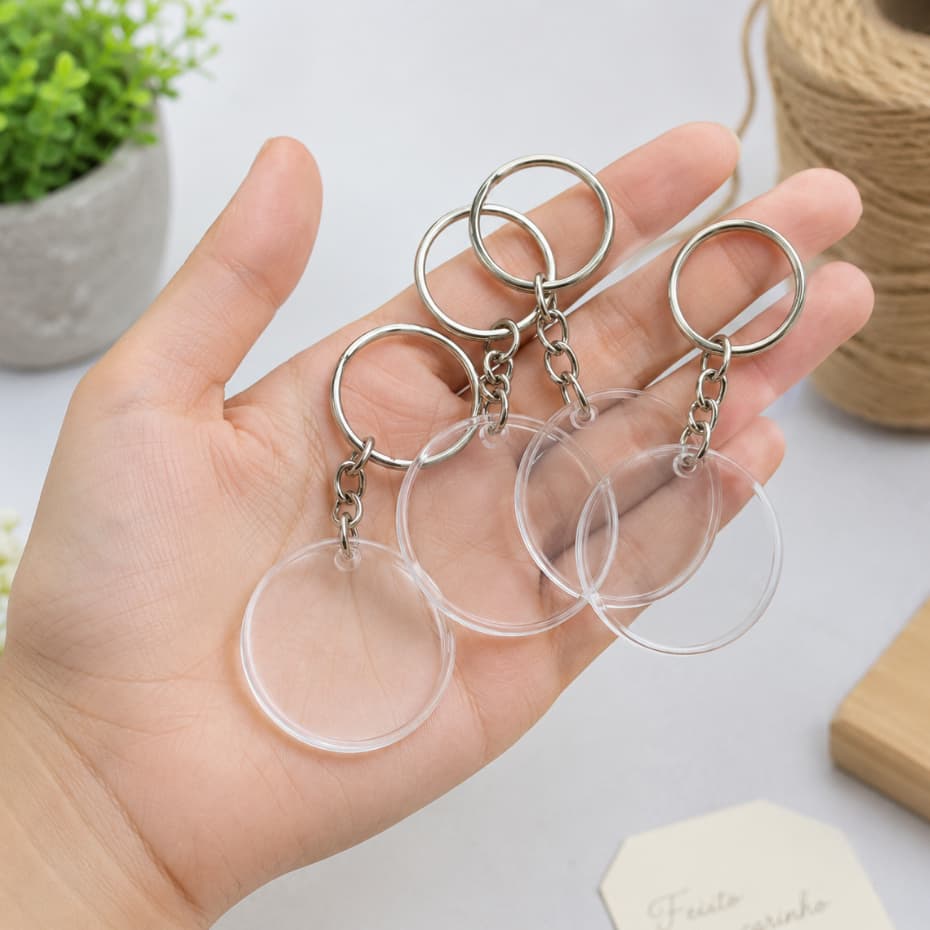 Kit Chaveiros Acrílico Transparente Para Personalizar Lembrancinha