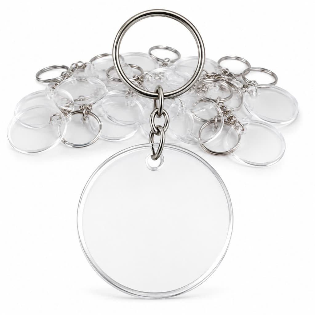 Kit Chaveiros Redondo Transparente Em Acrílico Para Personalizar Lembrancinha
