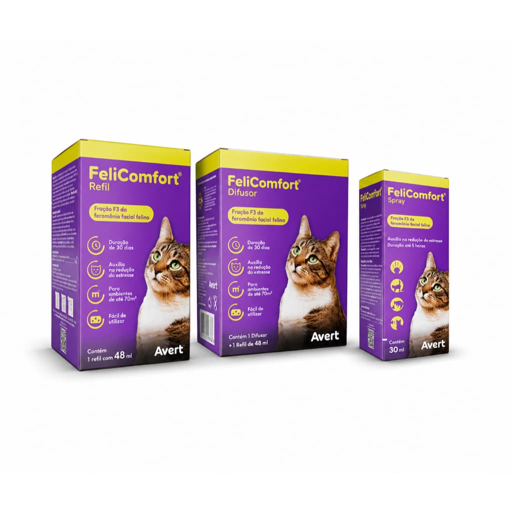 FeliComfort Gatos Feromônio Estresse Ansiedade Estresse Ansiedade Transporte Viagem Caixa Veterinário Arranha
