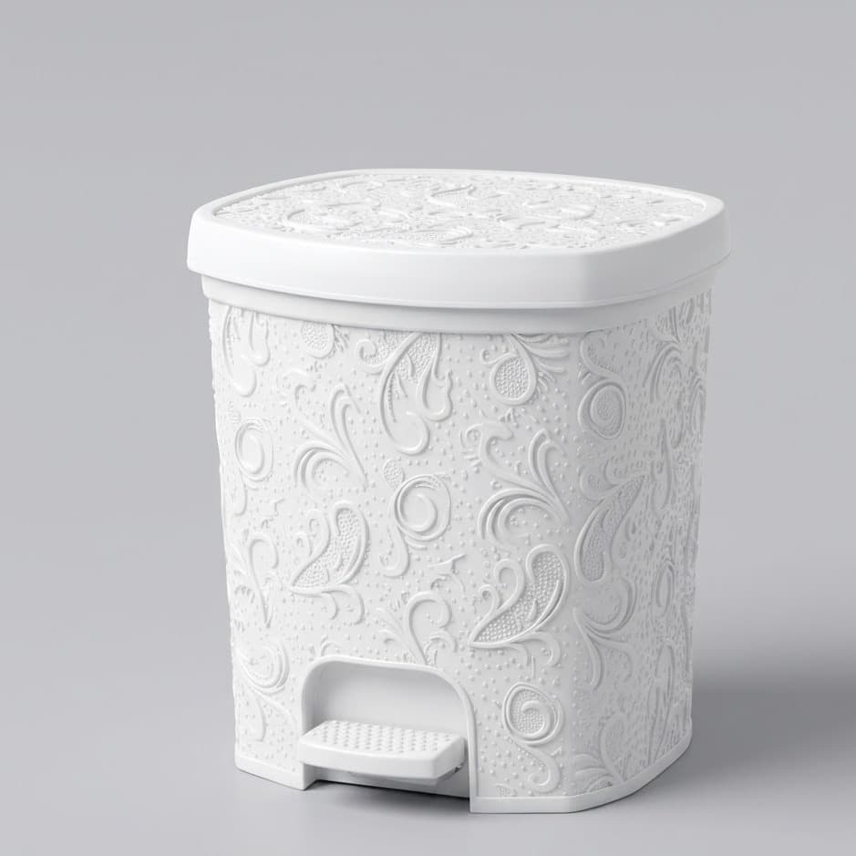 Lixeira De Pedal 8 Litros Renda Floral Branca Uninjet