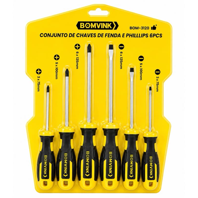Jogo de chave de fenda, philips e chave teste 5 peças - Bomder