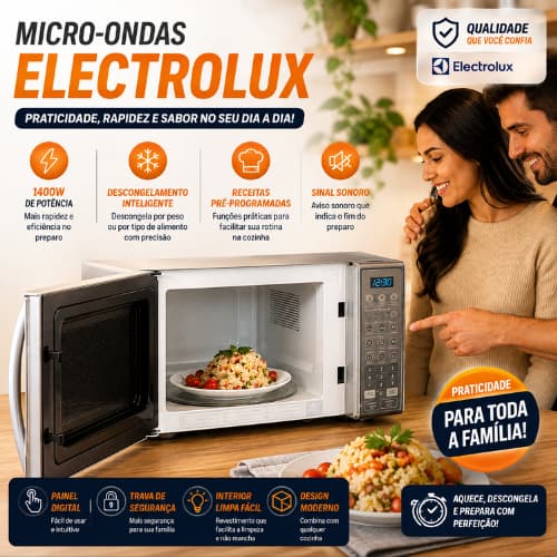 Micro-ondas Electrolux 20L cor Inox Espelhado com Função Tira Odor (MT30S)