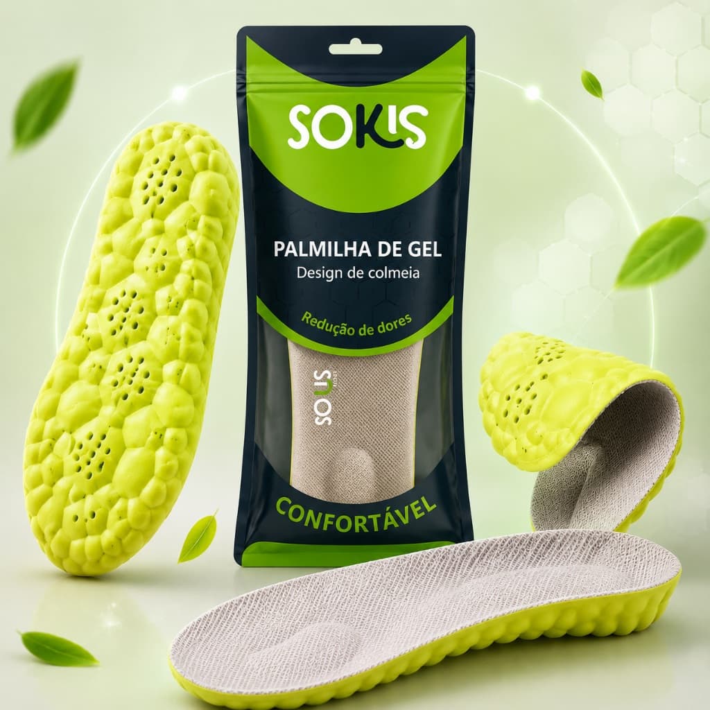 Palmilha 4D Em Gel Ortopédica Alivia Dor Conforto Extremo, Absorção de Impacto e Correção de Pisada