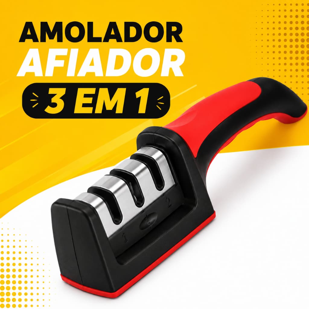 Afiador De Facas E Tesouras 3 Em 1 Profissional Amolador