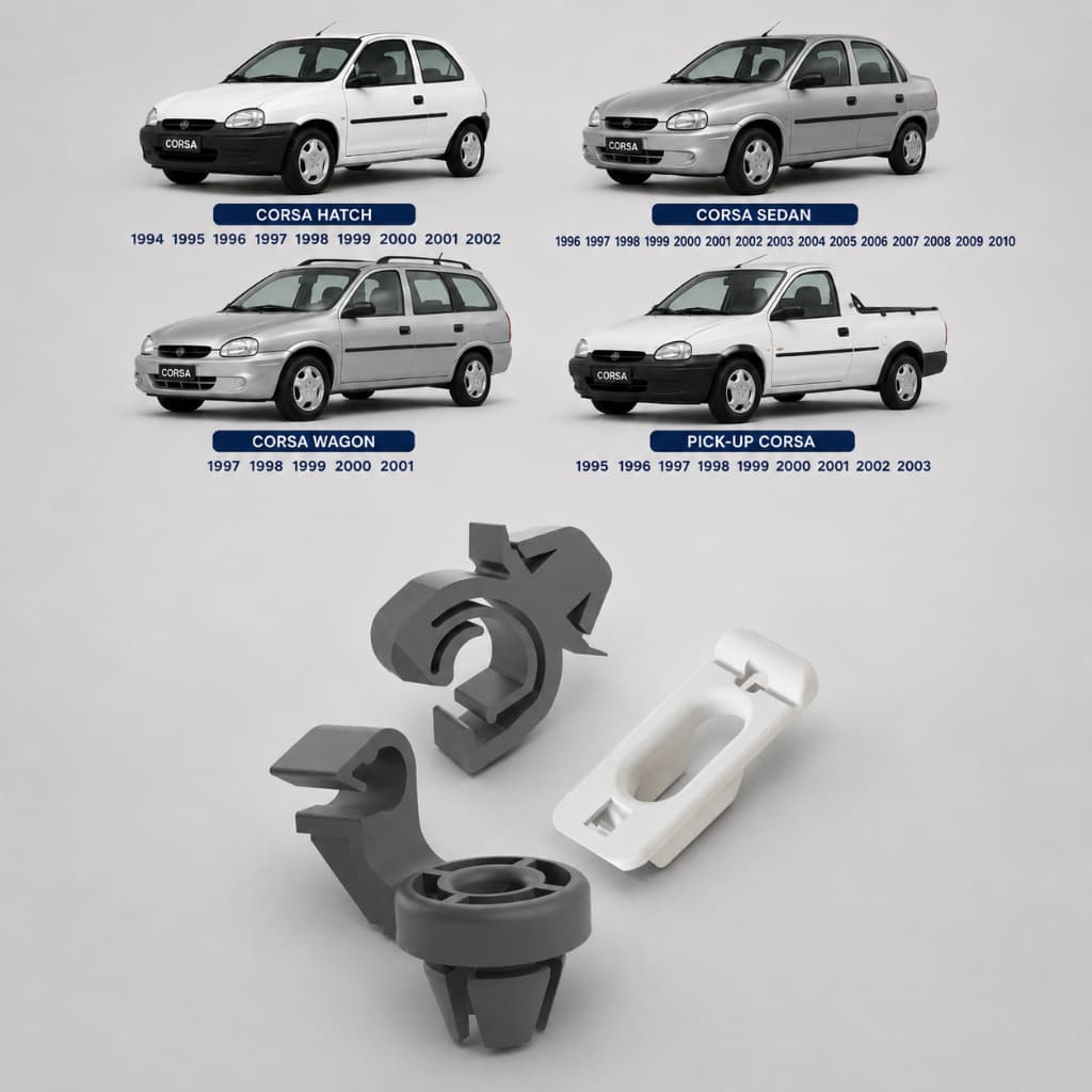 Kit Presilha Fixação Haste Vareta Capô Corsa Wagon PickUp 1994 a 2002
