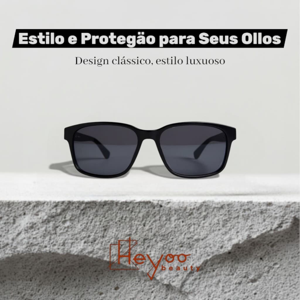 HEYOO Óculos De Sol Quadrado TR90 Polarizado UV400 Bloqueio UVA UVB Anti Reflexo Para Condução