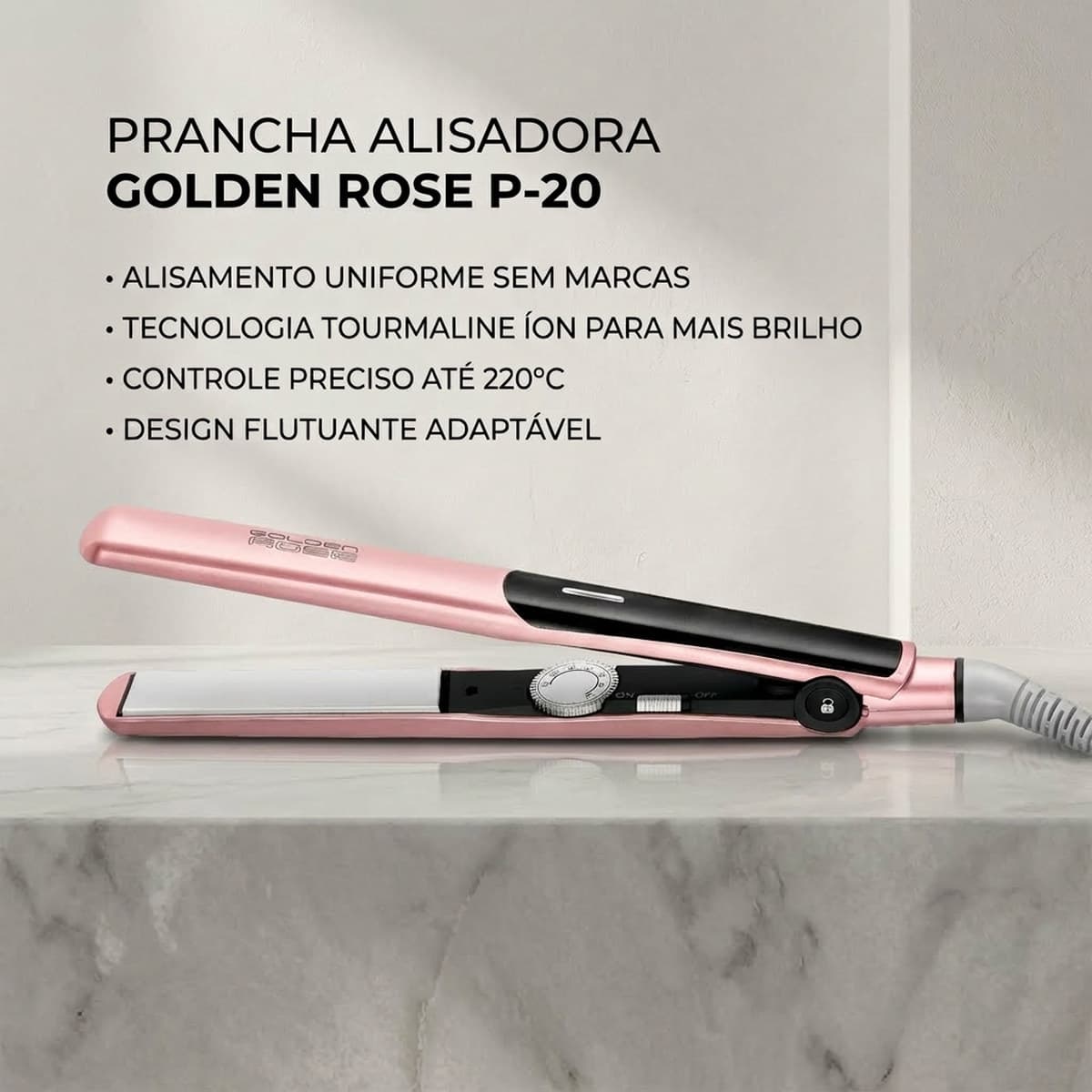 Prancha Alisadora Mondial Golden Rose P 20 Bivolt Design Elegante e Eficiente para Cabelos Lisos e