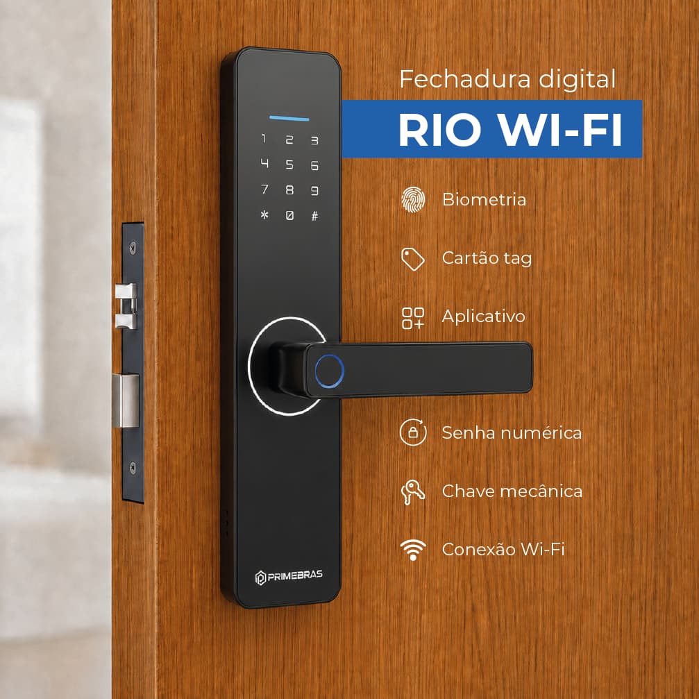 Fechadura Digital Wi-Fi Primebras Rio P6002