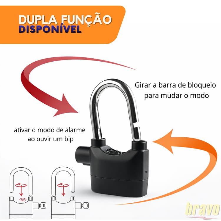 Cadeado Antifurto Com Alarme Sonoro Para Motocicleta Bicicleta Bike Mala de Viagem