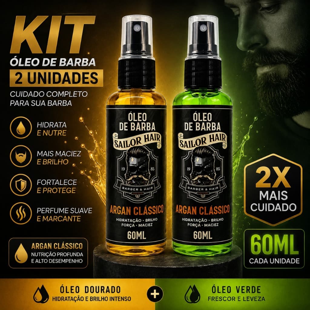 KIT 2 UNIDADES ÓLEO DE BARBA 60ML