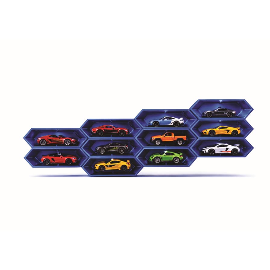 Hot Wheels Expositor Parede Carrinho 6 Módulos Suporte Premio Azul