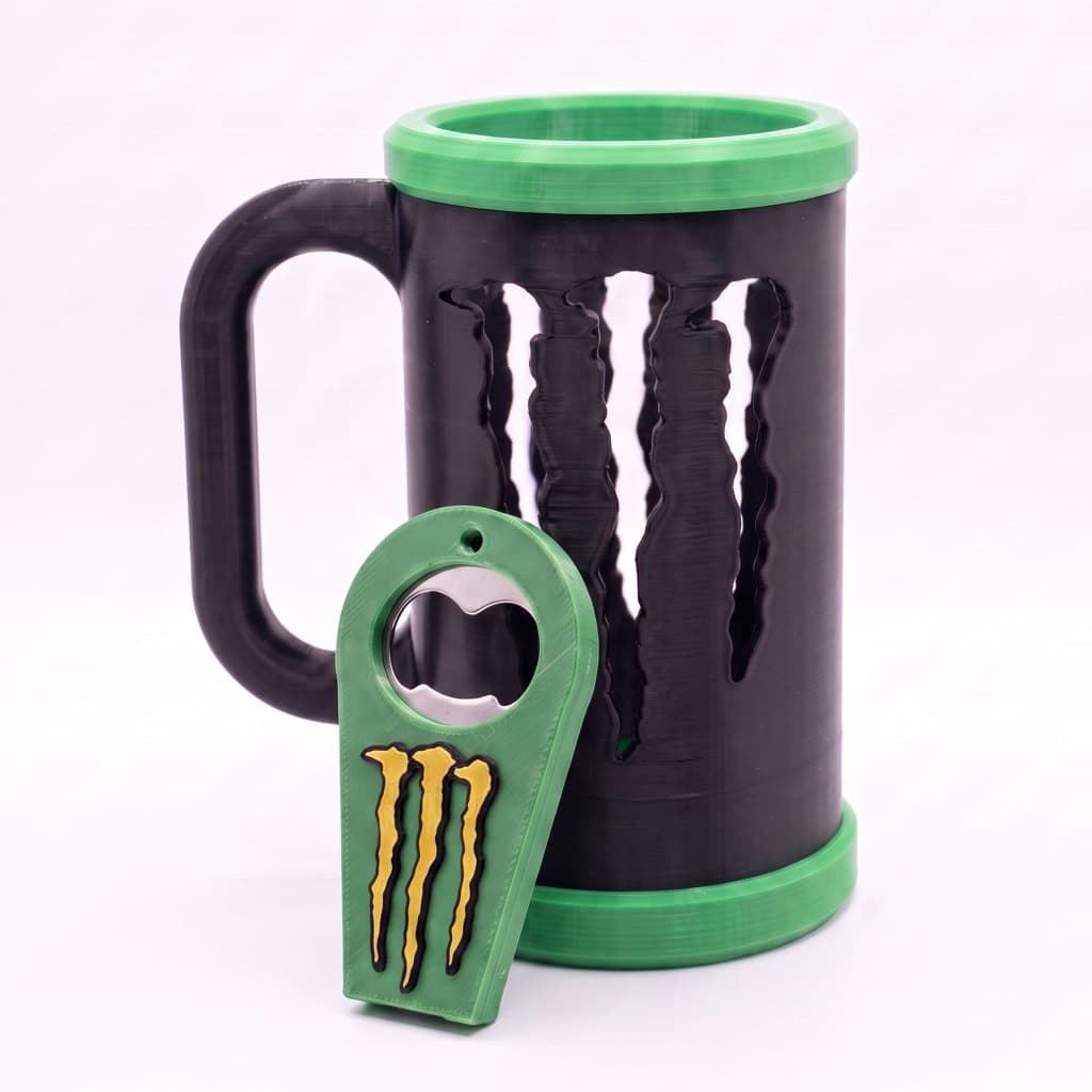 Caneca Porta Lata Monster 473ml com abridor de latas e garrafas