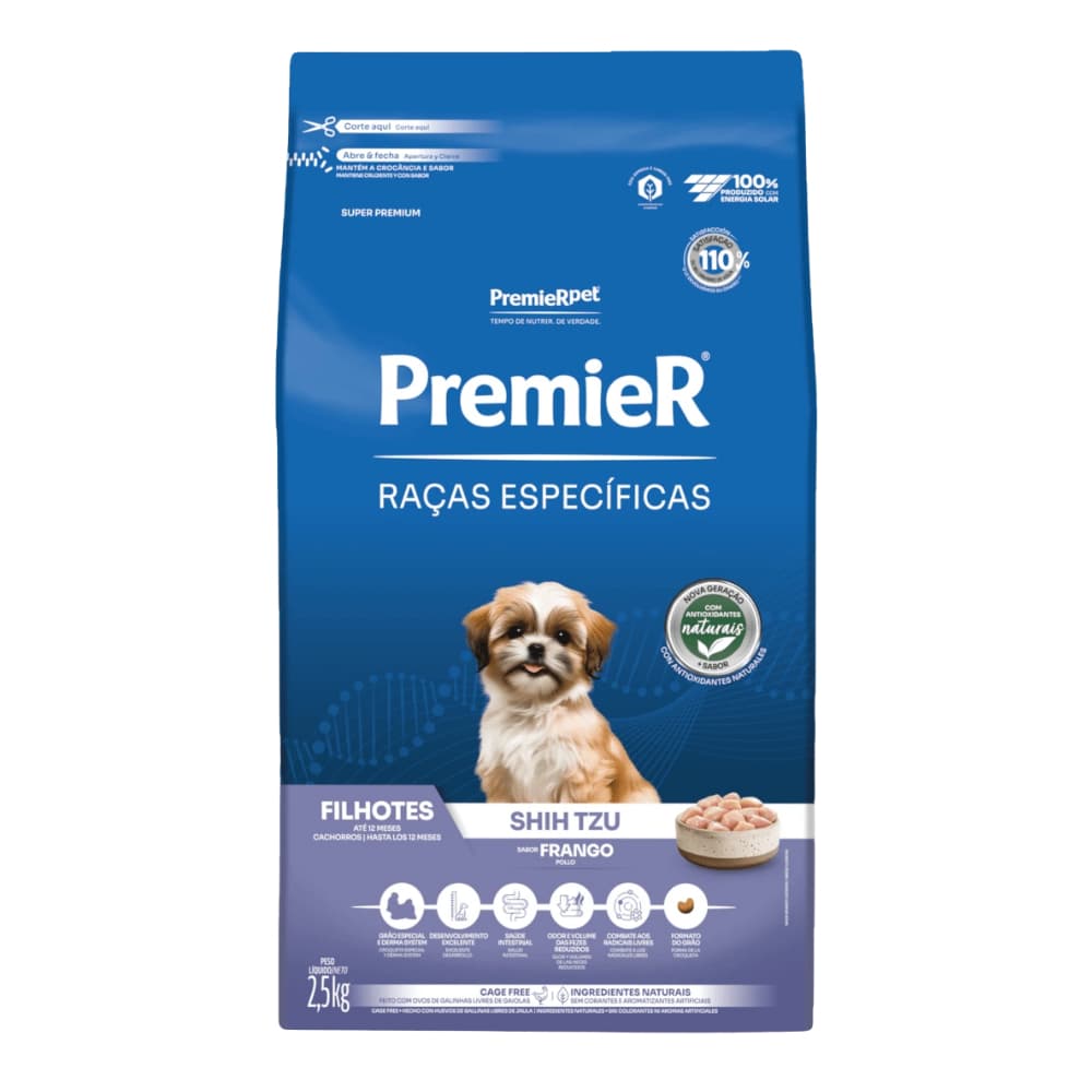 Ração para Raças Específicas Cães Filhotes Shih Tzu Frango Premier 2,5Kg