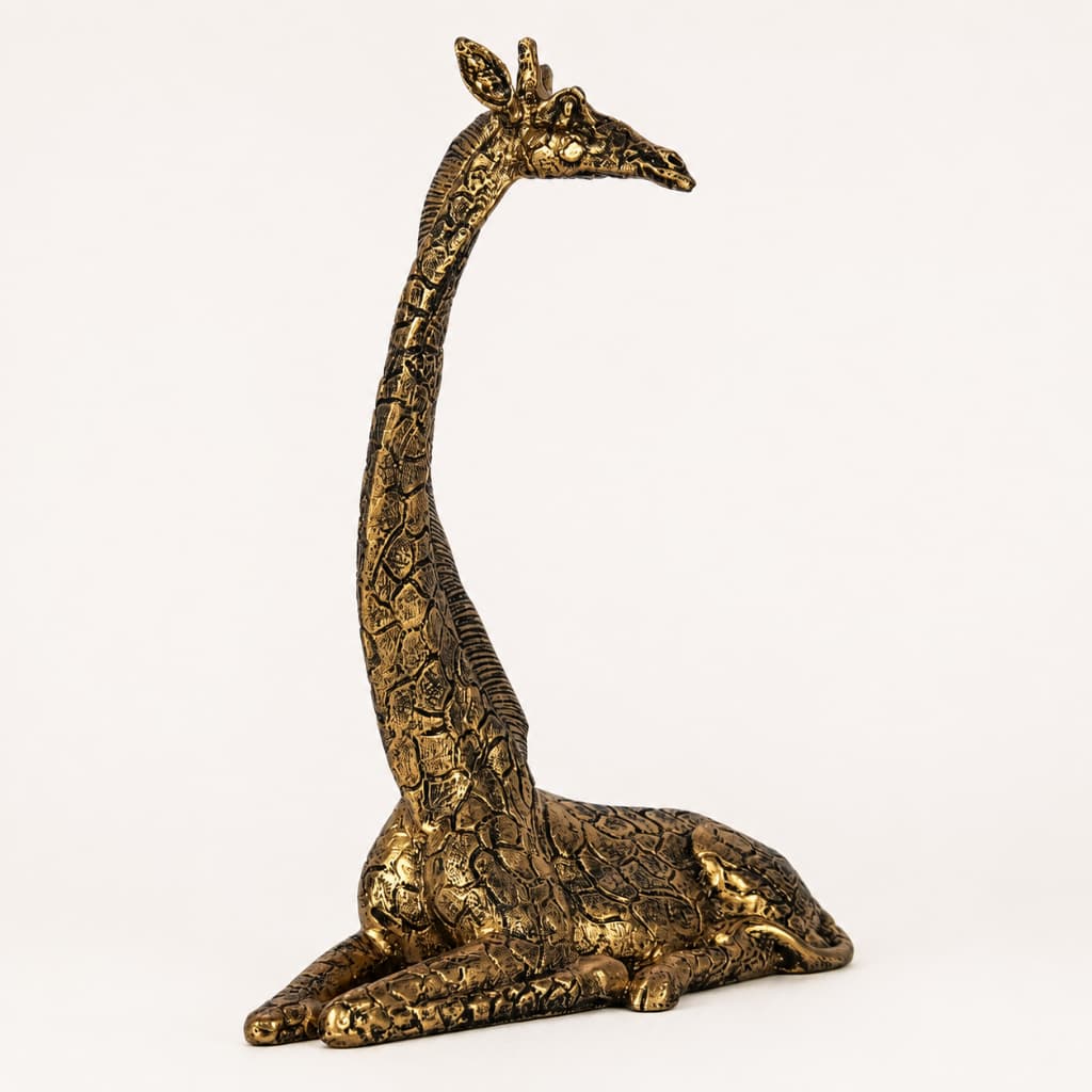 Girafa Dourada Decorativa Resina Escultura Estátua Enfeite Sala Mesa Escritório Luxo Moderno